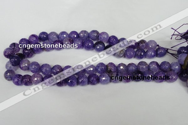 CAG1537 15.5 inches 12mm faceted round fire crackle agate beads