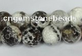 CAG1538 15.5 inches 12mm faceted round fire crackle agate beads