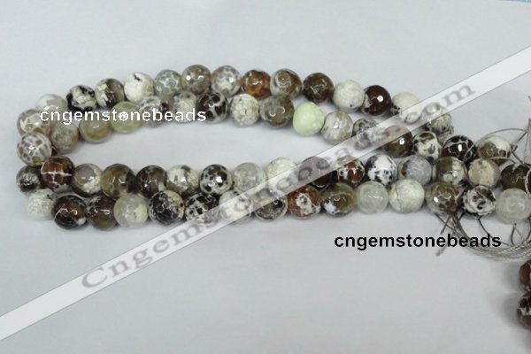 CAG1538 15.5 inches 12mm faceted round fire crackle agate beads