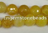 CAG1539 15.5 inches 12mm faceted round fire crackle agate beads