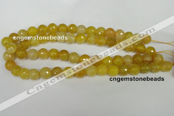 CAG1539 15.5 inches 12mm faceted round fire crackle agate beads