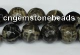 CAG1540 15.5 inches 12mm faceted round fire crackle agate beads