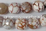 CAG1545 15.5 inches 14mm faceted round fire crackle agate beads