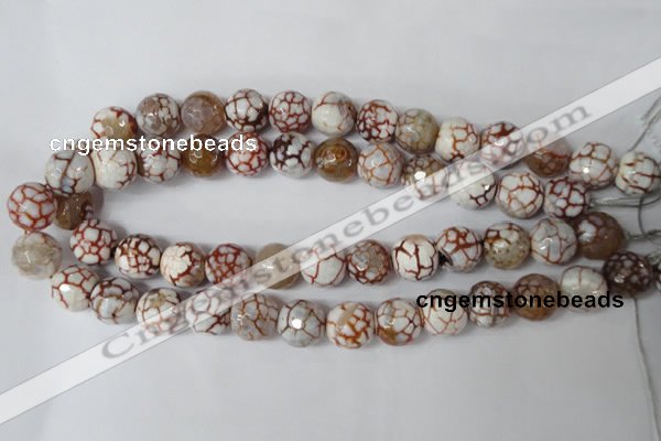 CAG1545 15.5 inches 14mm faceted round fire crackle agate beads