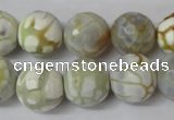 CAG1546 15.5 inches 14mm faceted round fire crackle agate beads