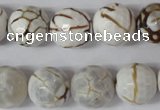 CAG1547 15.5 inches 14mm faceted round fire crackle agate beads