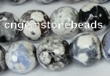 CAG1549 15.5 inches 14mm faceted round fire crackle agate beads