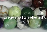 CAG1550 15.5 inches 14mm faceted round fire crackle agate beads