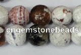 CAG1551 15.5 inches 14mm faceted round fire crackle agate beads