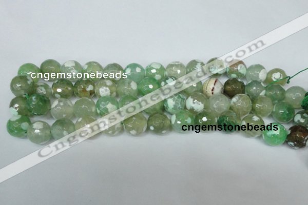 CAG1552 15.5 inches 14mm faceted round fire crackle agate beads