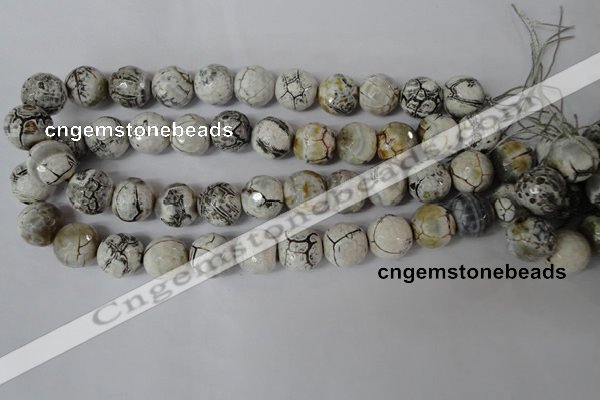CAG1555 15.5 inches 16mm faceted round fire crackle agate beads