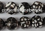 CAG1556 15.5 inches 16mm faceted round fire crackle agate beads