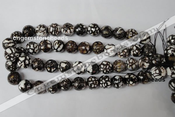 CAG1556 15.5 inches 16mm faceted round fire crackle agate beads