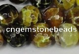 CAG1557 15.5 inches 16mm faceted round fire crackle agate beads