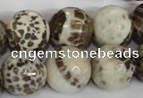 CAG1558 15.5 inches 16mm faceted round fire crackle agate beads