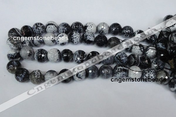 CAG1559 15.5 inches 16mm faceted round fire crackle agate beads