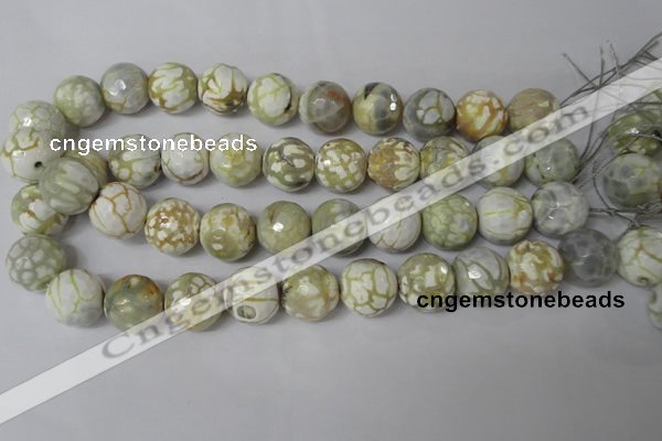 CAG1565 15.5 inches 18mm faceted round fire crackle agate beads