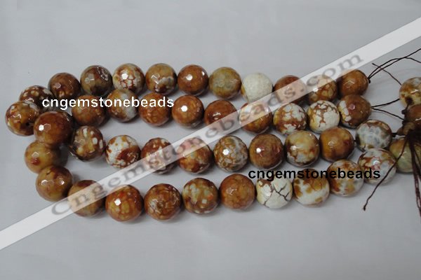 CAG1566 15.5 inches 18mm faceted round fire crackle agate beads