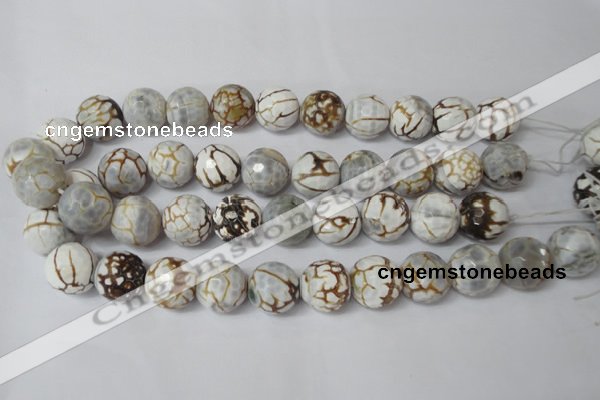 CAG1567 15.5 inches 18mm faceted round fire crackle agate beads