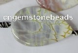 CAG1572 15.5 inches 30*45mm flat teardrop fire crackle agate beads