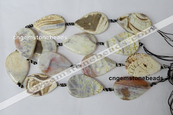 CAG1572 15.5 inches 30*45mm flat teardrop fire crackle agate beads