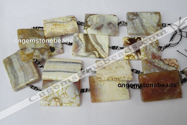 CAG1573 15.5 inches 30*40mm rectangle fire crackle agate beads