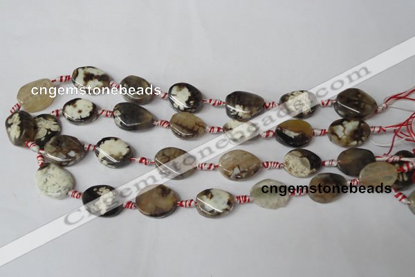 CAG1576 15.5 inches 15*20mm twisted oval fire crackle agate beads