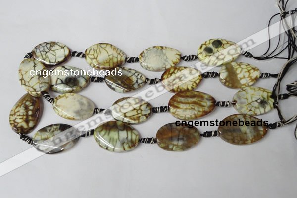 CAG1577 15.5 inches 20*30mm twisted oval fire crackle agate beads