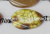 CAG1578 15.5 inches 20*30mm twisted oval fire crackle agate beads