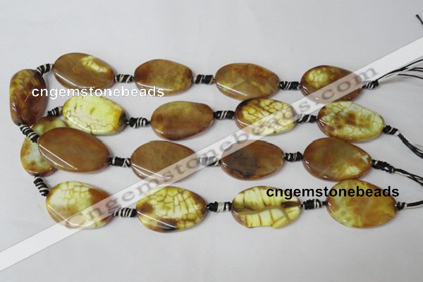 CAG1578 15.5 inches 20*30mm twisted oval fire crackle agate beads