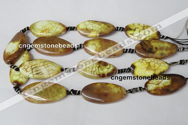 CAG1579 15.5 inches 20*40mm twisted oval fire crackle agate beads
