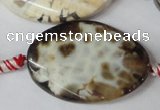 CAG1580 15.5 inches 25*35mm twisted oval fire crackle agate beads