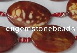 CAG1589 15.5 inches 20*30mm twisted oval fire crackle agate beads