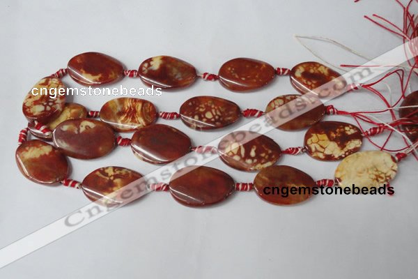 CAG1589 15.5 inches 20*30mm twisted oval fire crackle agate beads