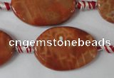 CAG1590 15.5 inches 20*30mm twisted oval fire crackle agate beads