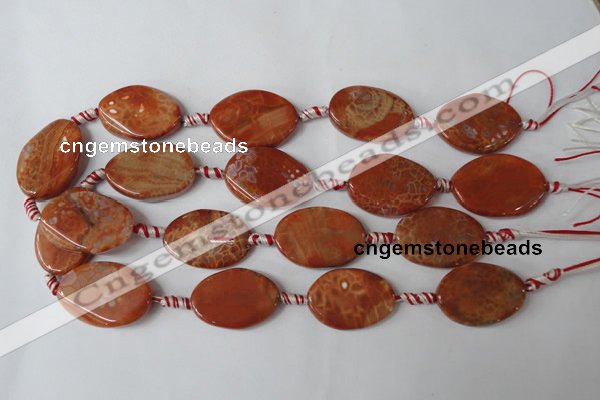 CAG1590 15.5 inches 20*30mm twisted oval fire crackle agate beads