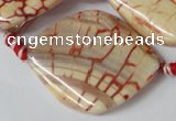 CAG1593 15.5 inches 30*38mm twisted marquise fire crackle agate beads