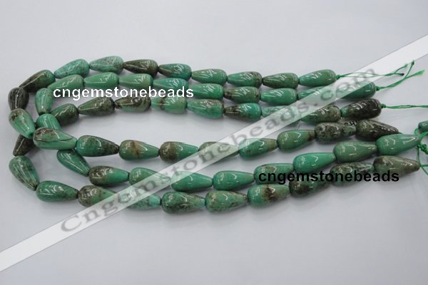 CAG1601 15.5 inches 10*20mm teardrop green grass agate gemstone beads