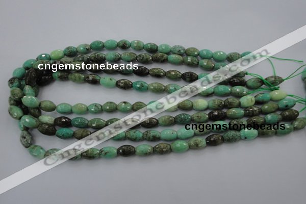 CAG1606 15.5 inches 8*10mm faceted rice green grass agate beads