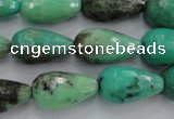 CAG1610 15.5 inches 12*20mm faceted teardrop green grass agate beads