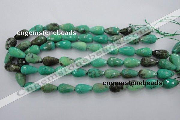 CAG1610 15.5 inches 12*20mm faceted teardrop green grass agate beads