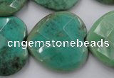 CAG1614 15.5 inches 30*30mm faceted heart green grass agate beads