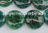 CAG1624 15.5 inches 20mm flat round peafowl agate gemstone beads