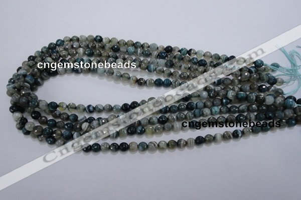 CAG1635 15.5 inches 6mm faceted round blue agate gemstone beads