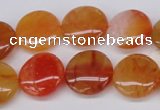 CAG1649 15.5 inches 18mm flat round red agate gemstone beads