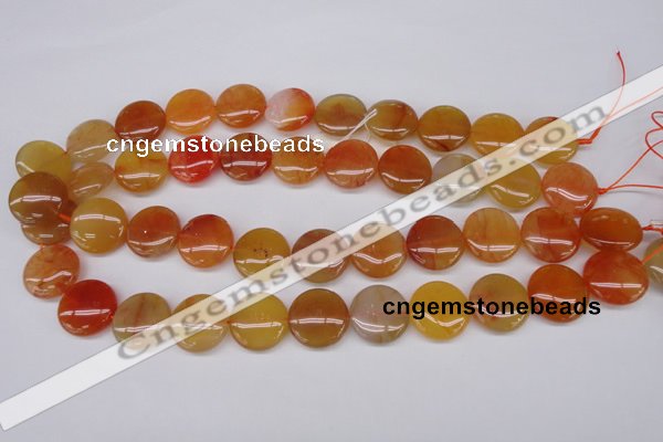 CAG1649 15.5 inches 18mm flat round red agate gemstone beads