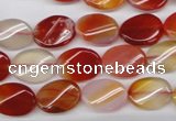 CAG1652 15.5 inches 10*14mm twisted oval red agate gemstone beads