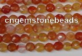 CAG1655 15.5 inches 6mm faceted round red agate gemstone beads