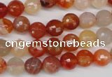 CAG1656 15.5 inches 8mm faceted round red agate gemstone beads