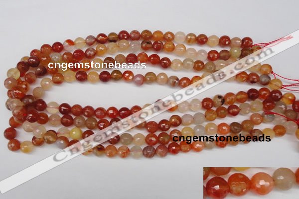 CAG1656 15.5 inches 8mm faceted round red agate gemstone beads